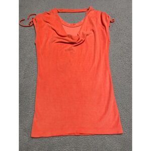 Anthropologie Dress Women's XXS Tied Shoulders Open Back Orange Terry